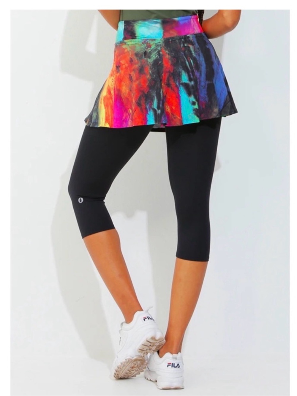 Dona Jo Size (2/L) Multicolor Abstract Print Skirt